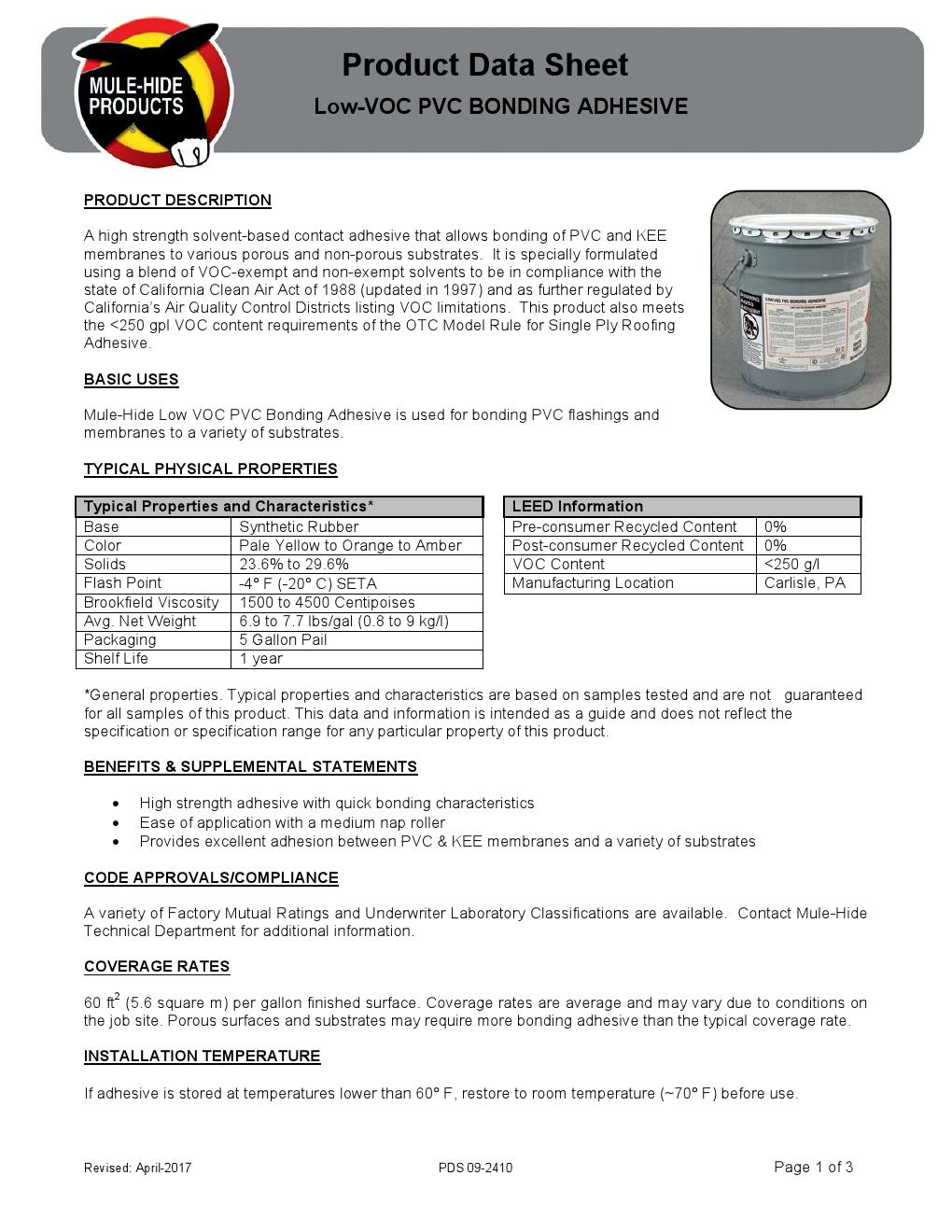LowVOC PVC Bonding Adhesive